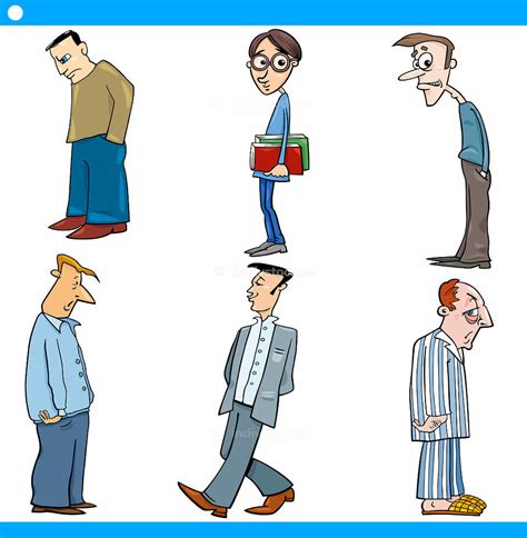 Cartoon Illustration Set Of Comic Men Characters Indivstock