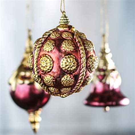 Vintage Inspired Burgundy And Gold Christmas Ornaments Christmas Ornaments Christmas And