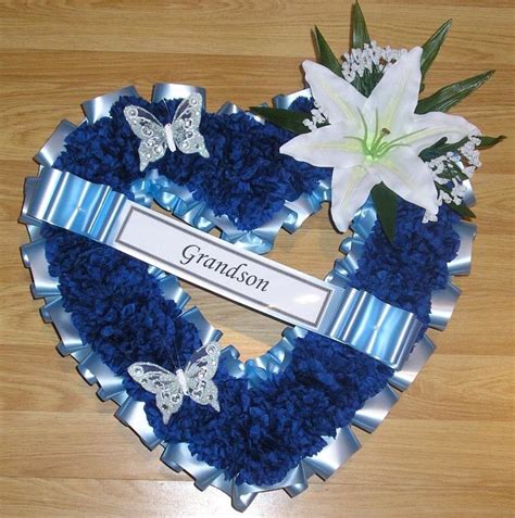 Grandad funeral grave memorial artificial flowers tribute letters wreath blue white. ARTIFICIAL FUNERAL FLOWERS SILK WREATH MEMORIAL GRAVE BLUE ...