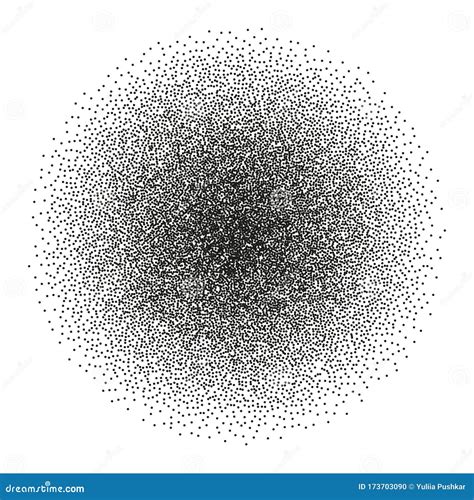 Stipple Spray Circle Vector Ink Dotted Monochrome Texture Halftone