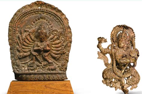 Global Nepali Museum A Copper Dakini And Copper RepoussÉ Durga Plaque