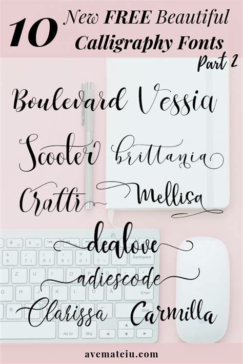 10 New Free Beautiful Calligraphy Fonts Part 3 Ave Mateiu In 2021