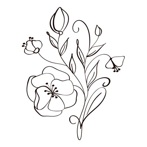 Black And White Floral Sketches ~ Flower Body Choose Board Tattoos Line