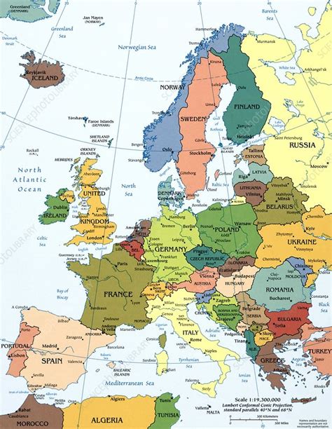 Political Map Of Europe 2008 Stock Image C0037446 Science Photo