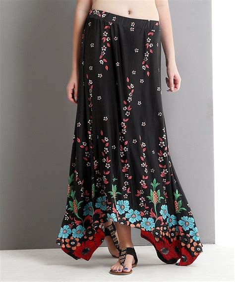 Love This Black Flower Handkerchief Maxi Skirt By Reborn Collection On