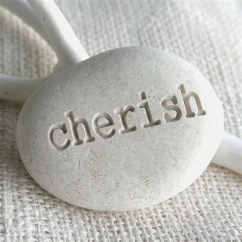 Cherish White Beach Pebble Engraved White Pebble Stone Sjengraving