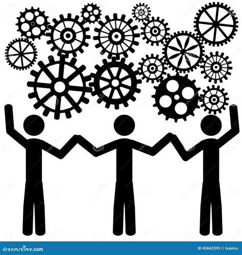 Teamwork With Gears Stock Vector Illustration Of Male 43662395