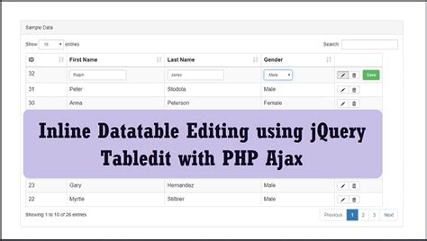 Make Editable Datatable Using JQuery Tabledit Plugin With PHP Ajax