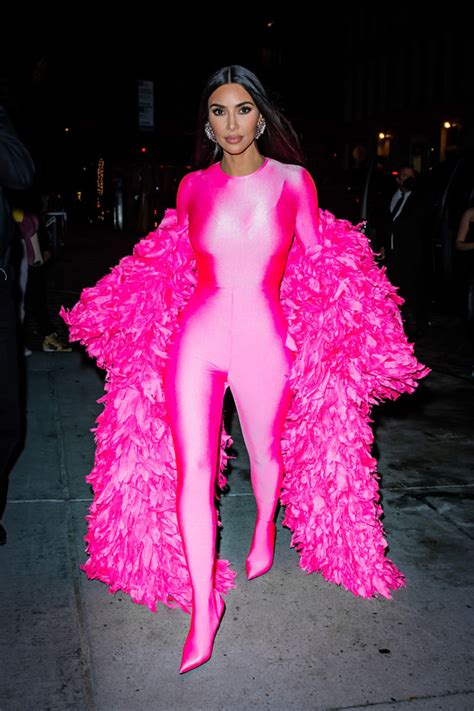 kim kardashian rocks pink leotard and feather boa after hosting ‘snl hollywood life