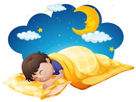 Boy In Yellow Bed At Night Time 359531 Vector Art At Vecteezy