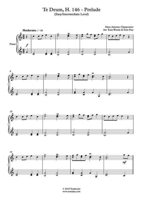 Quelle spiritueller kraft, die dem tag einen würdigen rahmen verleiht. Partition Piano Te Deum, H. 146 - Prélude (niveau facile ...