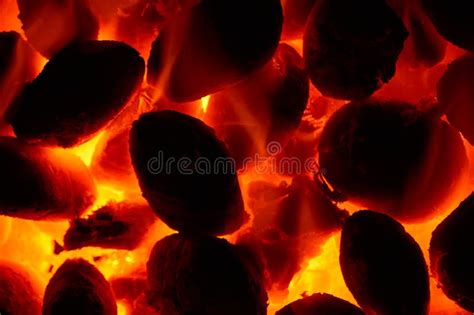 Burning Glowing Coal Fire Close Up Background Stock Image Image Of