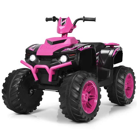 Gymax Pink 12 V Atv 4 Wheeler Quad Powered Ride On With Music And Led