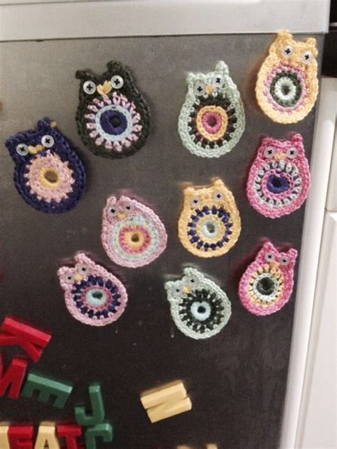 Crochet Owl Fridge Magnets In 2023 Diy Crochet Crochet Patterns