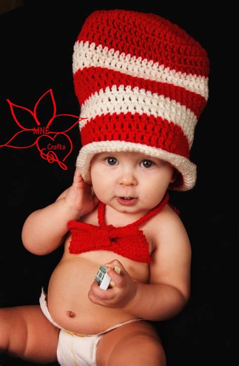 Dr Seuss Cat In The Hat Hat And Bow Tie Crochet Baby