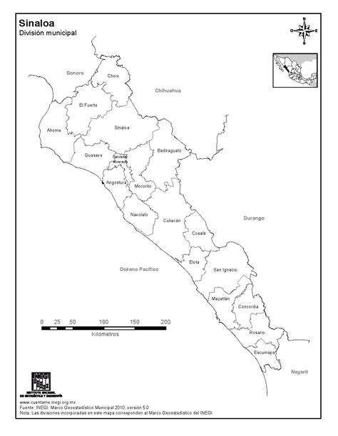 Mapa Para Imprimir De Sinaloa Mapa De Municipios De Sinaloa Inegi De