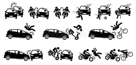 Road Accident And Car Crash Icons Stock Vector Illustration Of Drive