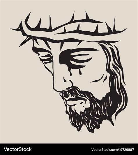 Christ Face Royalty Free Vector Image Vectorstock