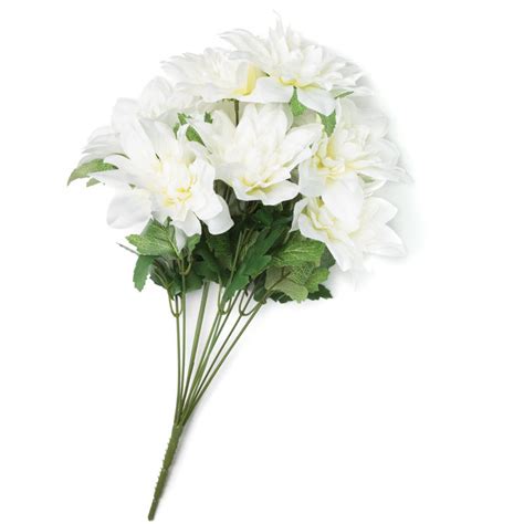 Ivory Artificial Dahlia Bush Bushes Bouquets Floral Supplies