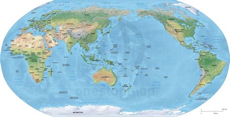Map Of World Asia Australia Centered World Relief Map Vector Map