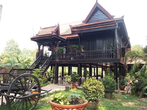 Cambodian Khmer Wooden Architecture Casas Estilo Cabaña Fachadas De