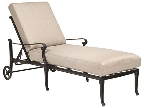 Frame is made of metal and fitted with wheels. Woodard Wiltshire Cast Aluminum Adjustable Chaise Lounge ...