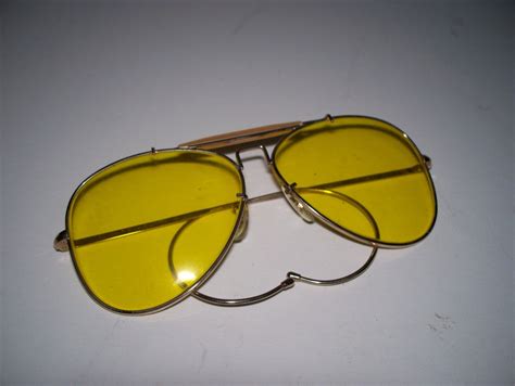 vintage bushnell aviator shooting glasses yellow lens w case ebay