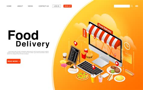 Ordering Food Online On Computer Desktop 1257238 Vector Art At Vecteezy