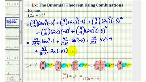 Ex 2 The Binomial Theorem Using Combinations Youtube