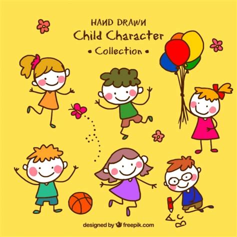 Free Vector Collection Of Hand Drawn Funny Kids