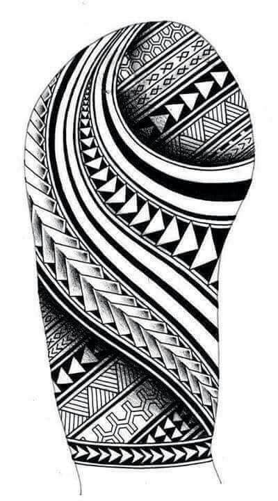 Samoan Inspired Sleeve Tattoo Design With Maori Koru Shapes