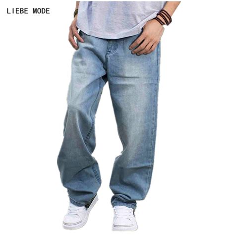 Men Baggy Blue Jeans Male Hip Hop Jens Mens Loose Fit Jeans Skateboard