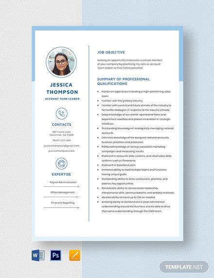 Learn the qualities of a leader employers hunt for. Account Team Leader Resume Template - Word (DOC) | Apple ...