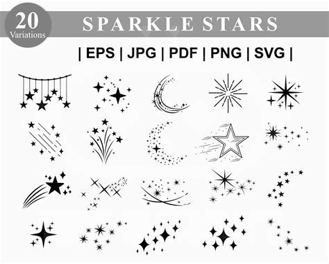 Sparkle Stars Bundle Svg Star Sparkle Svg Magic Sparkle Svg Etsy