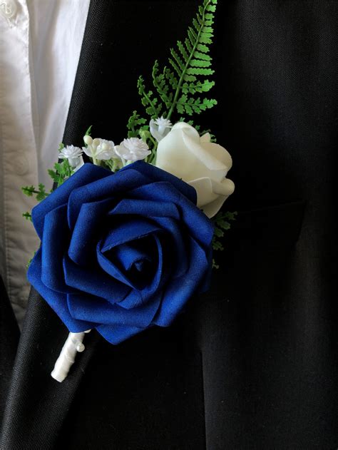 Royal Blue Flower Boutonniere For Grooms Groomsmen Fathers Etsy Canada