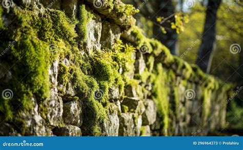 Lichen Covered Ancient Stone Wall Stock Illustration - Illustration of