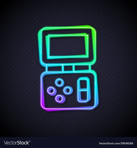 Glowing Neon Line Portable Tetris Electronic Game Vector Image