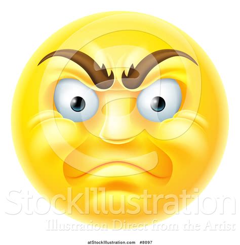 Vector Illustration Of A 3d Angry Yellow Male Smiley Emoji Emoticon