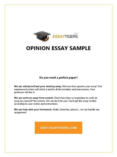 Essaytigers Opinion Essay Sample Pdf Reason Essays