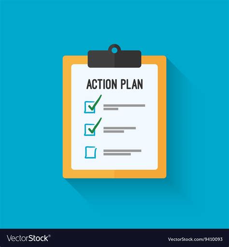 Action Plan Clipboard Icon Design Over A Blue Vector Image