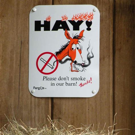 We have built a new horse barn and will be building. "HAY - No Smoking" Barn Sign