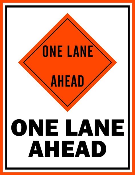 One Lane Ahead Sign Template Free Download