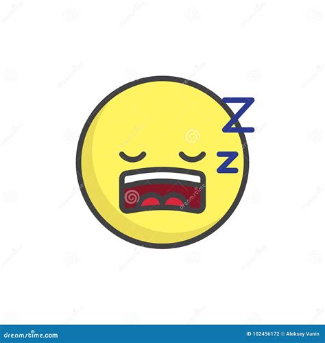 Sleeping Face Emoticon Filled Outline Icon Vector Illustration