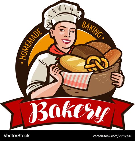 Bakery Bakeshop Logo Or Label Woman Baker Vector Image