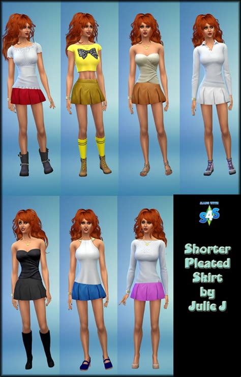 New Shorter Pleated Skirt Sims 4 Female Clothes