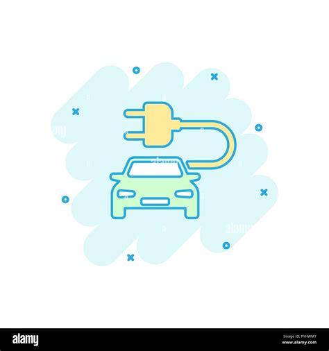 Vector Cartoon Electro Car Icon In Comic Style Electric Automobile