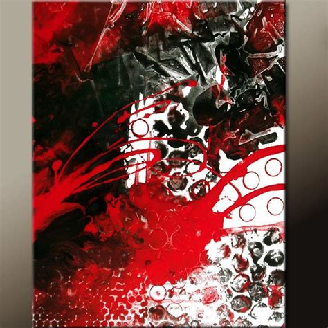 Red Black And White Original Abstract Canvas Art Painting 16x20