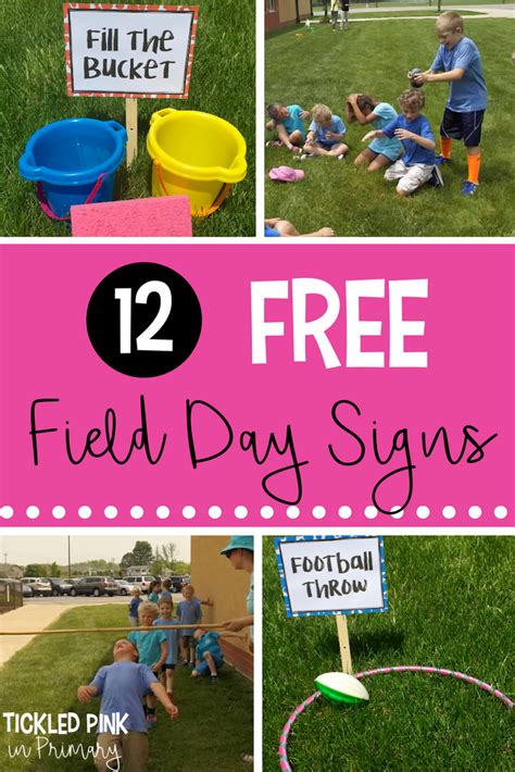 Field Day Games With 12 Free Signs • Tickled Pink In Primary Field