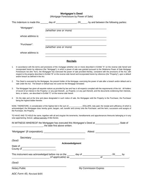 Oklahoma Deed Form Fill Out And Sign Printable Pdf Template