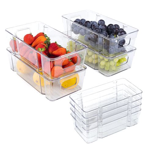 buy refrigerator organizer bins stackable fridge organizers pantry food storage clear plastic